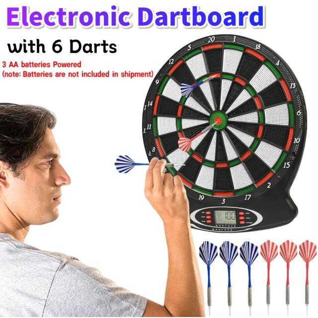 Placa de Dardo Eletrônica Interativa com 6 Dardos para Jogos Internos