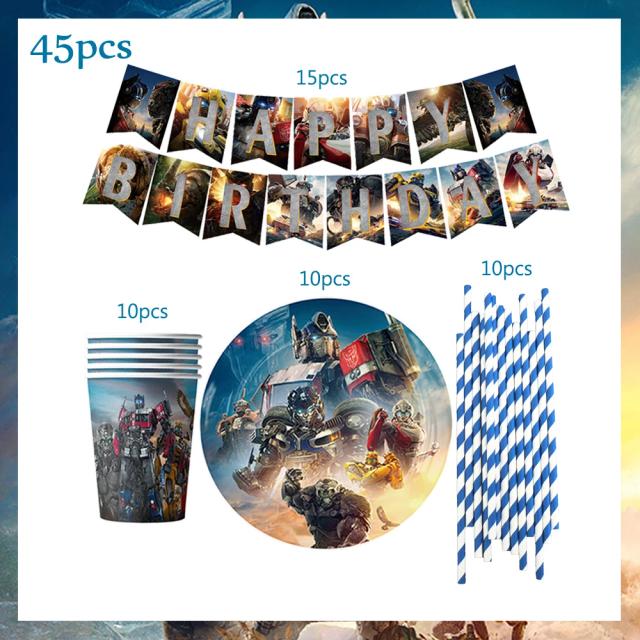 Conjunto de Talheres Descartáveis para Festa de Aniversário com Tema Super Robô, Copos e Pratos de Papel para Baby Shower Menino
