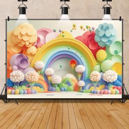 Contexto de balão colorido para festa, porta arqueada, quebra de bolo, chuveiro de bebê recém-nascido, menina e menino, primeiro aniversário, fundo fotográfico - Image 3