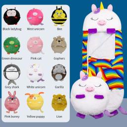 Saco de dormir cobertor animal dos desenhos animados das crianças, travesseiro boneca de pelúcia, bebê anti-kick, colcha saco do sono, meninos, meninas - Image 1