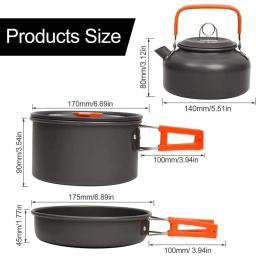 Kit de Panelas de Acampamento Portátil Dobrável, Utensílios De Alumina Dura, Equipamento De Economia De Espaço, Resistência Ao Calor Para 2-3 Pessoas, Piquenique - Image 2
