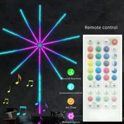 Luzes LED de Fogos de Artifício com Controle Remoto, Cor RGB, 213 Modos Dinâmicos, Fita LED, Decoração de Natal e Aniversário - Image 3