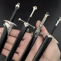 Arma Medieval do Senhor dos Anéis F, Aragorn Brilhante, Narthil Metal Katana, Espada Samurai, Enfeites Chaveiros, Presentes Toy, 22cm - Image 5