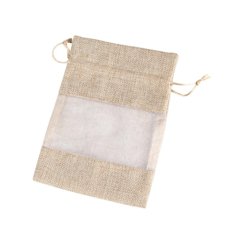Saco organza serapilheira linho com cordão para lembrancinhas festa casamento, amostras cosméticas, guloseimas, - Image 1