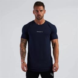 Camiseta de manga curta masculina com gola redonda, blusa fitness, roupa esportiva para exercícios, casual, moda verão - Image 1
