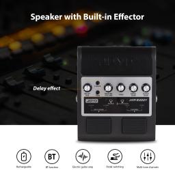JOYO-Amplificador Portátil De Guitarra Elétrica, Alto-falante De Guitarra, Canal Duplo, Efeitos Duplos, Suporte De Pedal, Transmissão BT, Amp 2x4W - Image 5