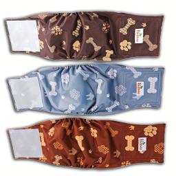 Pano lavável de fraldas para cães, padrão ósseo bonito, impressão Pet Shorts, calça íntima para cachorro, fraldas Wrap, 3 pacotes - Image 6