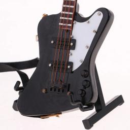 Guitarra baixa elétrica de madeira com suporte, Dollhouse miniatura, instrumento musical, presente de Natal, crianças, BJD, 1/6, 20cm - Image 5