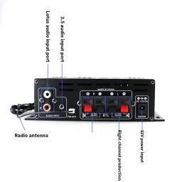Amplificador de Potência HiFi AK380 para Carro, Alto-falante Amplificador de Áudio Estéreo BASS, Classe D, Som Doméstico, 12V, 800W - Image 5
