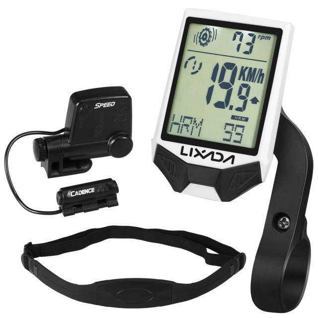 Computador de Ciclismo Lixada-XH-BC335 com Sensor de Freqüência Cardíaca Sem Fio, Multifuncional e Impermeável