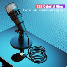 Microfone Condensador USB com RGB, Microfone para Podcasting, Computador portátil, Gravação De Jogos Streaming - Image 2