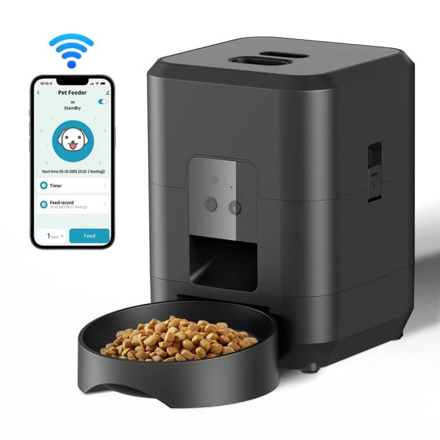 Alimentador Automático de Pet Smart Timing para Cães e Gatos Pequenos com Controle Remoto pelo App Tuya, Capacidade de 2L