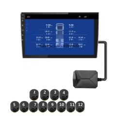 Sistema de Monitoramento de Pressão dos Pneus, USB, Android, 6, 8, 12 rodas, TPMS para rádio do carro, DVD Player, Pneu Sobressalente, Sensor Interno e Externo - Image 1