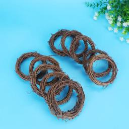 10 pçs natal rattan grinalda natural videira rústico anel grinalda diy artesanato base para guirlanda de natal porta cabide guirlanda - Image 3