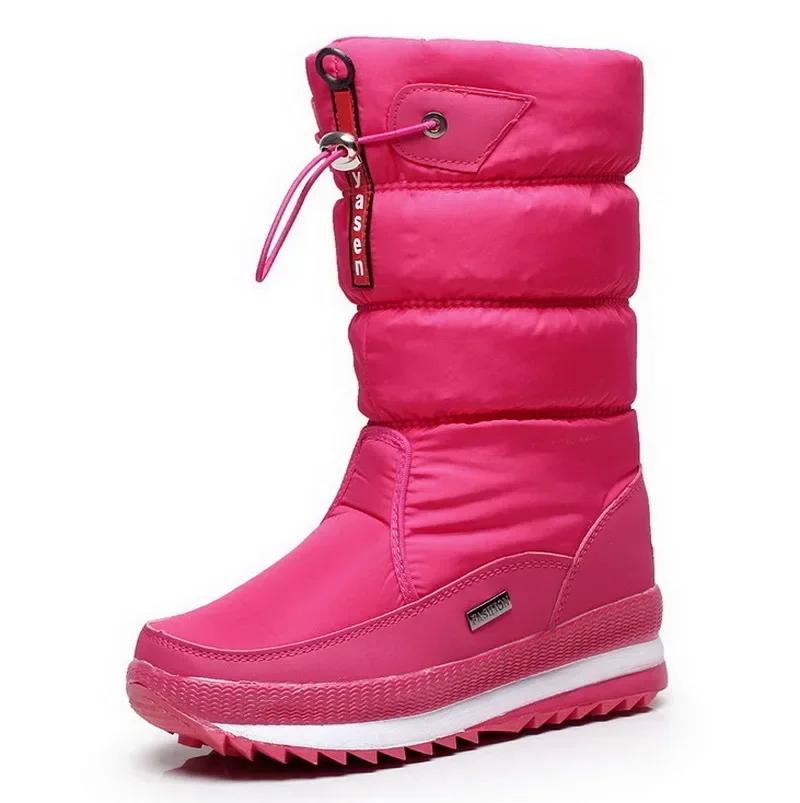 Botas de neve de pelúcia grossas de luxo para mulheres, impermeável, antiderrapante com arco, sapatos femininos, quentes, peles, moda, inverno - Image 1