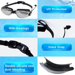 Óculos de natação masculino feminino óculos de natação com tampão de ouvido profissional silicone piscina mergulho óculos à prova dwaterproof água anti-nevoeiro proteção uv - Image 5