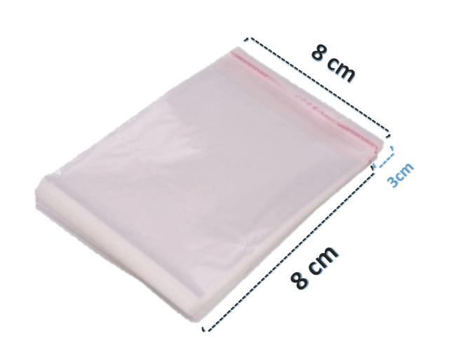 Saco Adesivado Plástico Vabene 8x8 cm com Aba Adesiva - Pacote com 100 Unidades