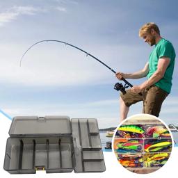 Dupla camada isca isca gancho acessórios caixa de armazenamento de isca de plástico à prova dwaterproof água iscas gancho minnow caso de armazenamento de isca engrenagem de pesca - Image 1