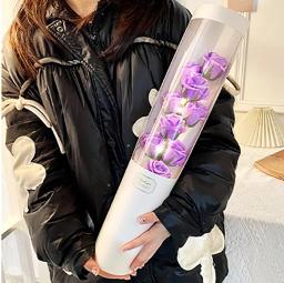 Balde De Flor De Sabão Com Luzes De Corda, Flores Artificiais Rosa, 9 Rosas, Luxo, Requintado, Melhor Presente, Melhor Presente - Image 4