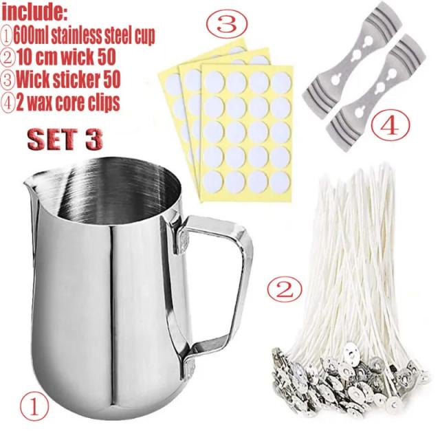 Conjunto Completo para DIY: Kit de Vela com Suporte de Núcleo de Algodão e Ferramentas Artesanais para Criar Vasos Derramando Pavios