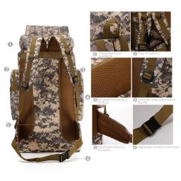 Mochila tática impermeável do exército, treinamento militar, caça, acampamento ao ar livre, caminhadas, escalada, corda de montanhismo, 80L - Image 4