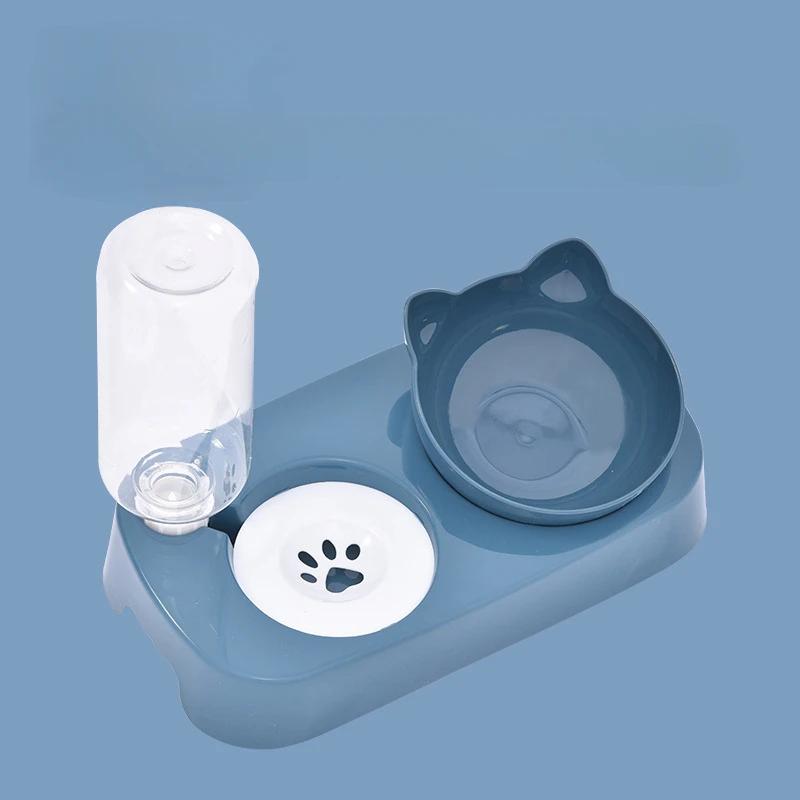Alimentador automático para animais de estimação e distribuidor de água, Tigelas duplas para cães e gatos, Tigela de comida com carrinho levantado - Image 1