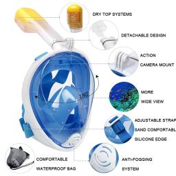 Máscara de mergulho profissional, snorkel facial completo, óculos anti-nevoeiro, equipamento de natação subaquática, crianças e adultos - Image 3
