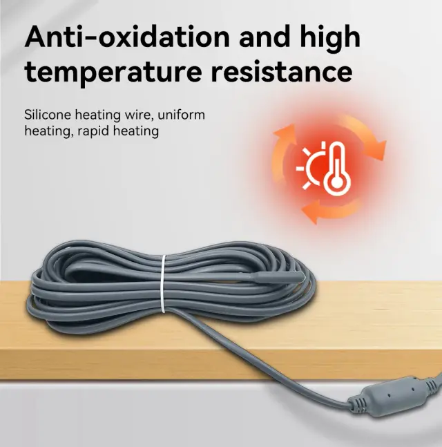Cabo de Aquecimento de Borracha de Silicone para Répteis e Anfíbios - Ideal para Biotérios e Aquecimento de Quartos, Disponível em 15W, 25W, 40W, 80W, Compatível com UE, EUA e Reino Unido