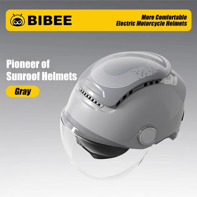 Bibee 2.0 Capacete de Bicicleta Elétrica Meio Capacete Jet Scooter Verão Respirável Lentes Duplas 3/4 Rosto Aberto