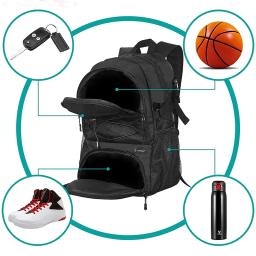 Mochila De Basquete Com Suporte De Bola Separado E Compartimento De Sapatos, Saco De Esporte Grande, Basquete, Futebol, Voleibol, Natação, Ginásio, Viagem - Image 3