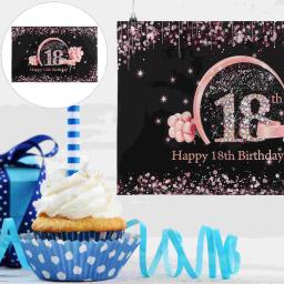 Feliz Aniversário Pano De Fundo Para Meninas, Banner De Contexto, Decorações De Festa, Balões De Poliéster, 18 Anos De Idade, 18 ° - Image 2