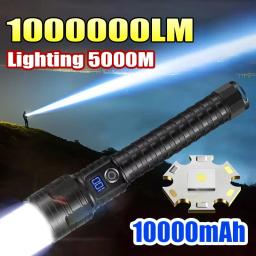 Ultra Poderosa Tocha Recarregável De Longo Alcance, Lanternas De LED De Alta Potência, Lanterna Tática Forte, Zoom, 5000m, 1000000LM - Image 2