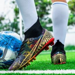 Sapatos de futebol FG antiderrapantes para homens e crianças, tênis de tornozelo, tênis de futebol, botas ao ar livre, picos longos, futebol - Image 3