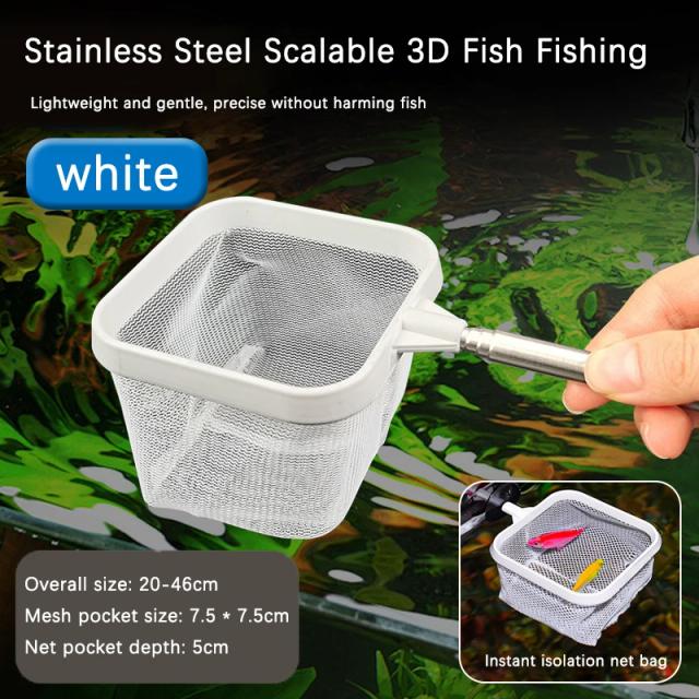 Rede Telescópica de Aço Inoxidável para Pesca e Limpeza de Aquários: Ideal para Peixes e Camarões