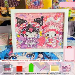 Sanrio Diamond Kits de Pintura para Crianças, Hello Kitty Kuromi Arte, Gem por Número, Artesanato Presente, Decoração da Parede, 5D - Image 6
