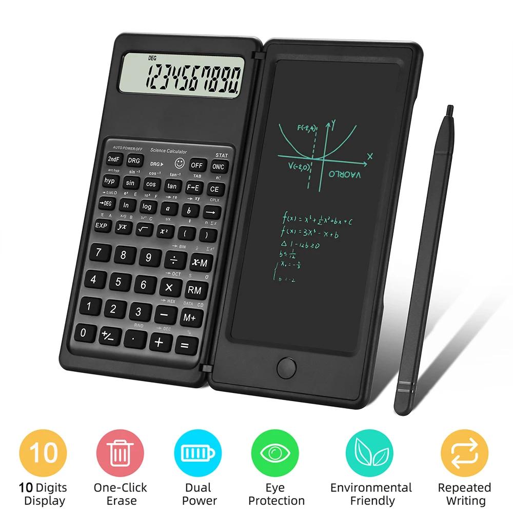 Calculadoras digitais científicas dobráveis de 10 dígitos com tela LCD Calculadoras de mesa com suporte para tablet de escrita de 6 polegadas Apagar botão de bloqueio para negócios de escritório escolar - Image 1