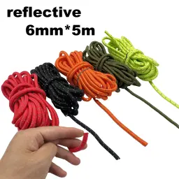 Corda de vento reflexiva Camping Linha Multifuncional Esportes ao ar livre, Caminhadas, Acessórios de barraca, 5m, 6mm Corda grossa - Image 1
