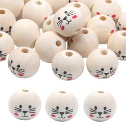 Dos Desenhos Animados Sorridente Rosto Contas De Madeira para Bordados, Artesanato DIY, Ornamentos Para Casa, Jóias Fazendo Acessórios, 10PCs, 20mm - Image 3