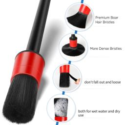 5 pçs kit de escova de limpeza do carro detalhe automático escovas poeira para interior do carro detalhando escova conjunto roda jantes escova limpa ferramentas - Image 4