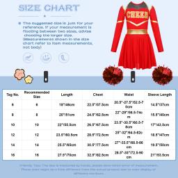 Fato de torcida para meninas Vestido de dança, Cheer Leader Team Uniform, Vestido extravagante com Pom Poms, Performance de palco para crianças - Image 6
