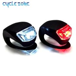 Conjunto de luz traseira dianteira de bicicleta de silicone, 2 peças, aviso de segurança de equitação noturna, fácil de instalar, lanterna, lâmpada traseira - Image 1
