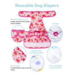 Vestido de fraldas lavável para cães, Altamente absorvente, Fraldas para cachorros, Incontinência, fêmea, 1pc - Image 2