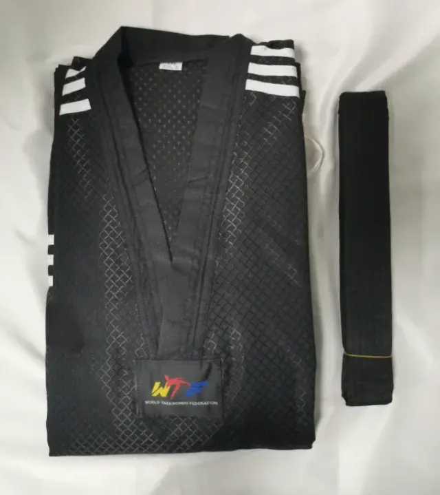 Uniforme de Treinador de Taekwondo Preto para Adultos e Crianças - Ideal para Praticantes de Artes Marciais