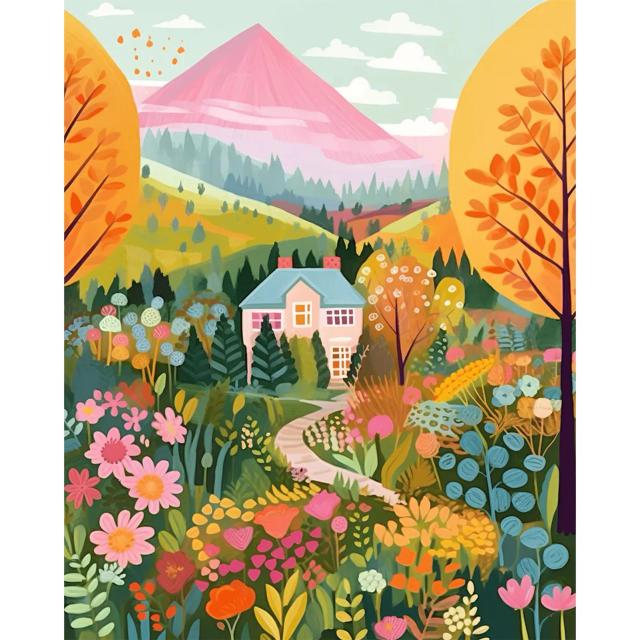 Pintura por Números DIY para Adultos: Arte em Canvas Montanha em Óleo Digital para Decoração e Presentes
