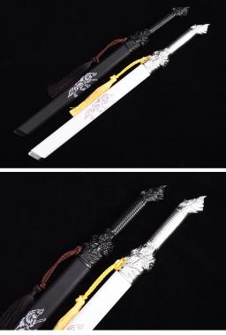 Espada de aço inoxidável chinês, lâmina cozida, qualidade artesanal real, lobo cinzento, estilo curto, impressão a laser, Jian - Image 5