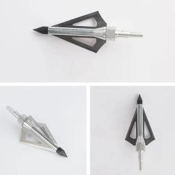 Metal Arrowhead Arrows para Besta e Arco Composto, Caça Archery Broadheads, 100 grãos, 3 lâminas, 12 pcs - Image 4