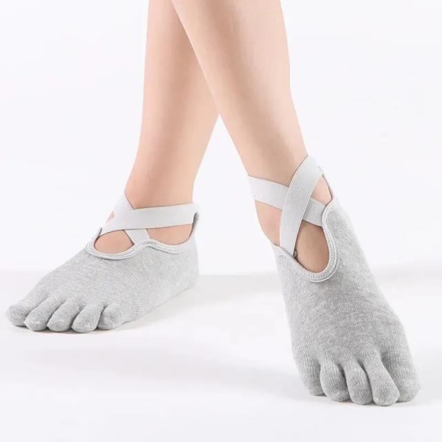 Meias de Yoga Femininas com Dedos e Silicone Antiderrapante - Conforto e Segurança para Pilates e Dança