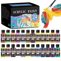 Conjunto de tinta acrílica para tecido, corantes para roupas, pintura, couro, bricolage, pigmento, grafite, 30ml, 24 cores - Image 1