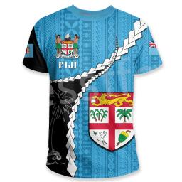 Tribo polinésia tartaruga bandeira fiji rugby 3d impressão topo verão rua casual diversão masculino e feminino em torno do pescoço manga curta camiseta - Image 4