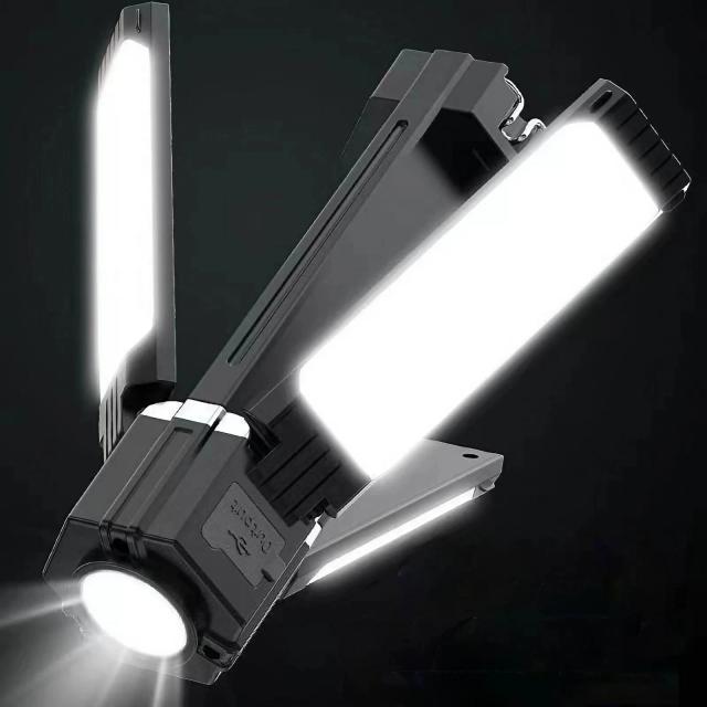 Lâmpada Multifuncional para Acampamento com Luz de Barraca, Lanterna e Bateria de Longa Duração com Atração Magnética
